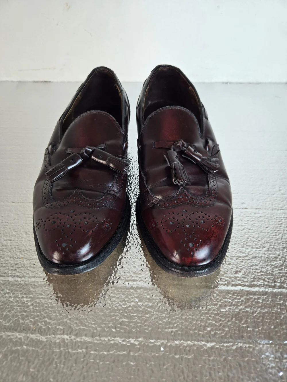 Johnston & Murphy Men's Burgundy Leather Tassel Loafers